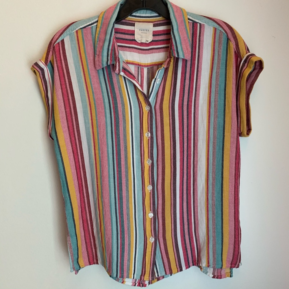 Harper Striped Button Down Blouse - image 1